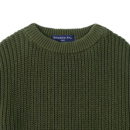 Classic Chunky Knit Baby Romper in Forest Green