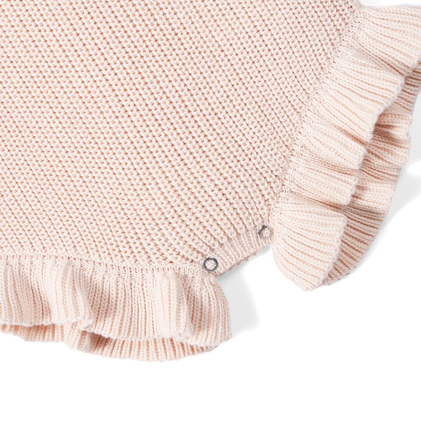 Ruffle Chunky Knit Baby Romper in Beige
