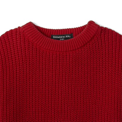 Ruffle Chunky Knit Baby Romper in Red Xmas