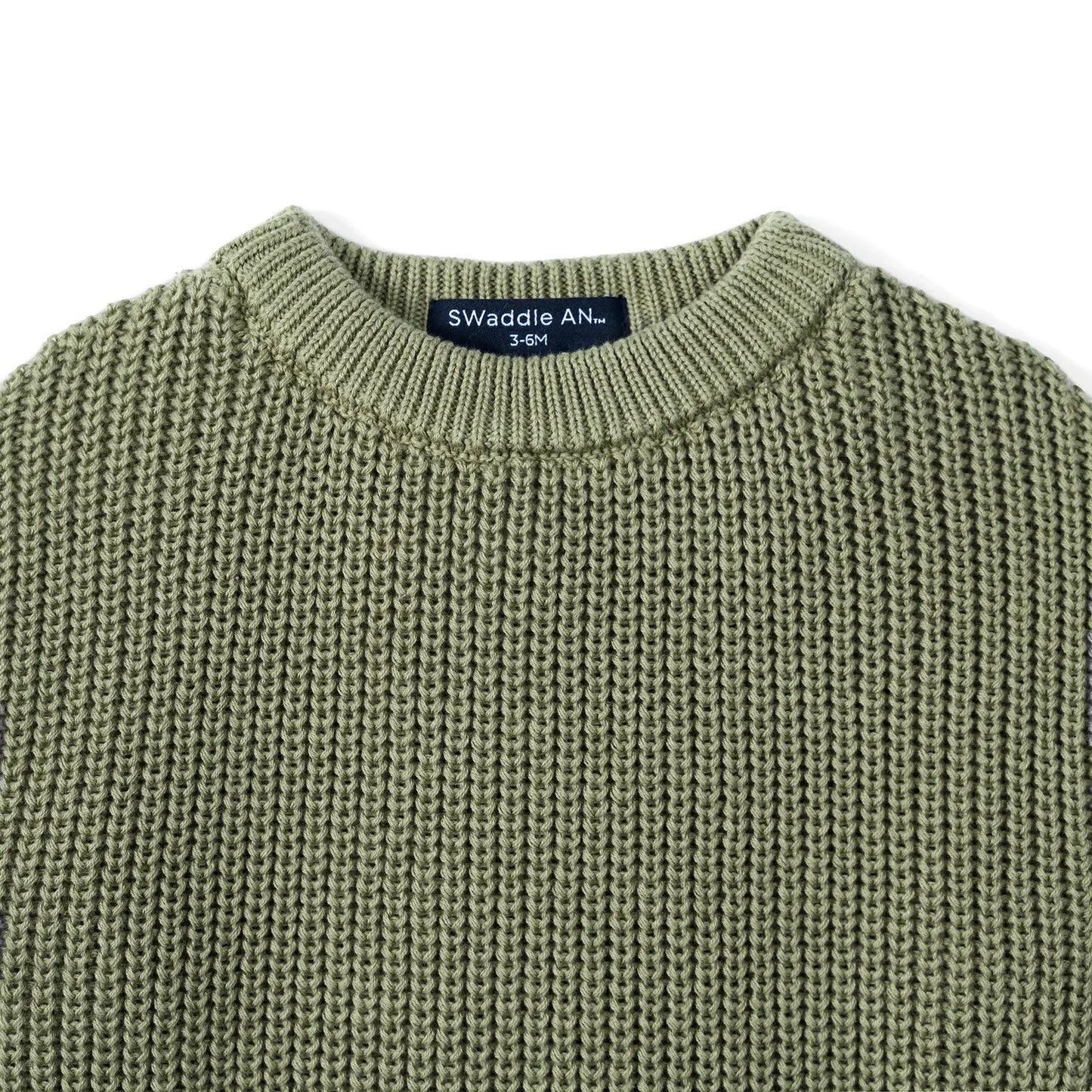 Ruffle Chunky Knit Baby Romper in Sage Green
