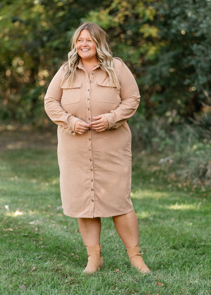 Anika Corduroy Shirt Dress