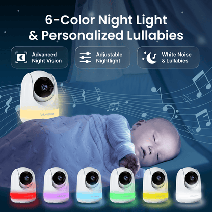Babysense MaxView PRO: Video Baby Monitor with 2 Cameras, Non Wifi, Split Screen, Night Light & Sound Machine