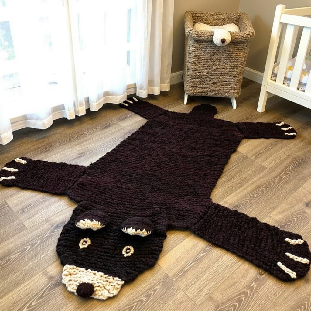 Organic Wool Play Mat + Nursery Rug  | Brown Bear
