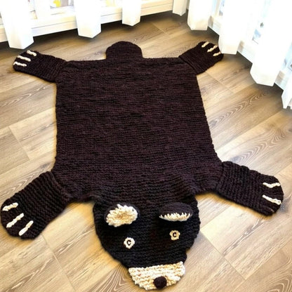 Organic Wool Play Mat + Nursery Rug  | Brown Bear