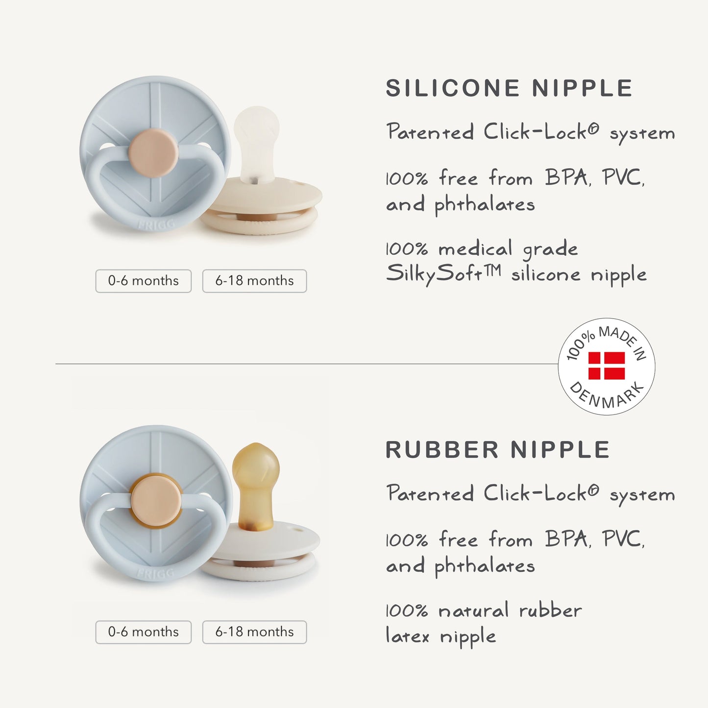 FRIGG Little Viking Natural Rubber Pacifier 2-Pack