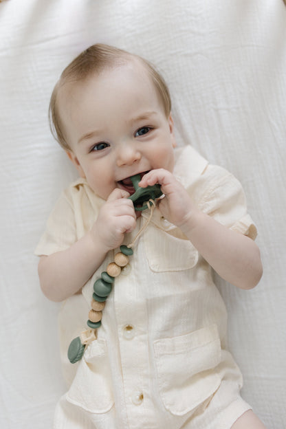 Metal-Free Beaded Silicone and Beech Wood Pacifier Clips
