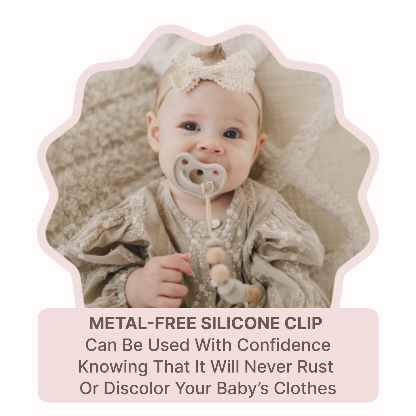 Metal-Free Beaded Silicone and Beech Wood Pacifier Clips