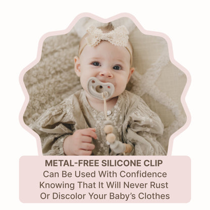 Metal-Free Beaded Silicone and Beech Wood Pacifier Clips