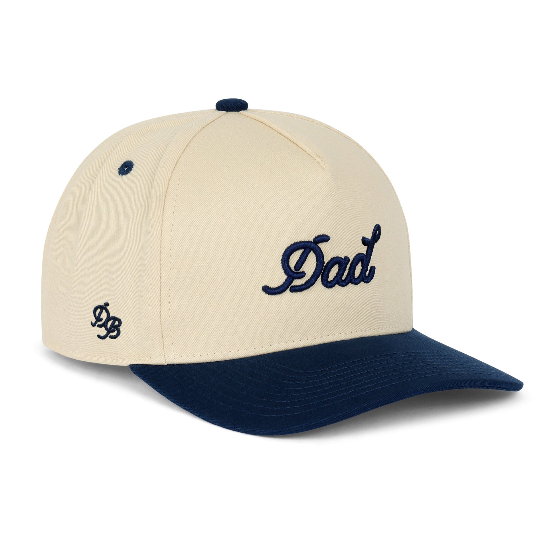 Cream and Navy Dad Brand hat available at Our Heyday