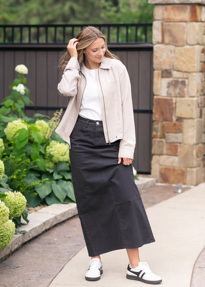 Stella Onyx Black Denim Maxi Skirt