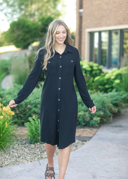 Teagan Black Ultra Soft Shirt Dress