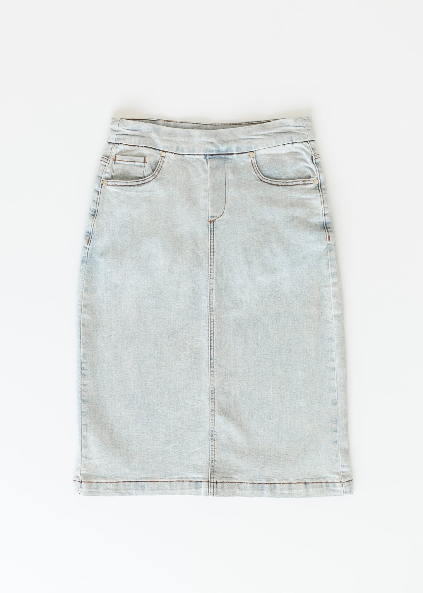 Sandra Light Wash Denim Midi Skirt