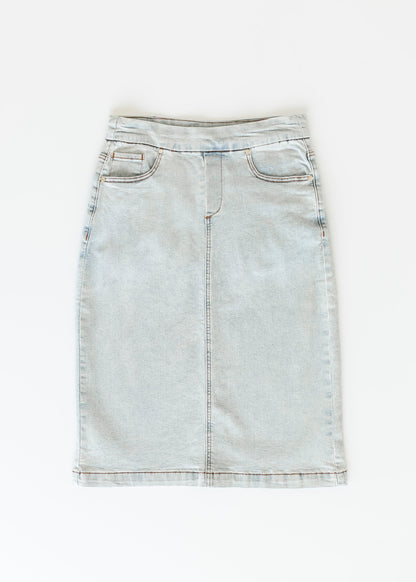 Sandra Light Wash Denim Midi Skirt