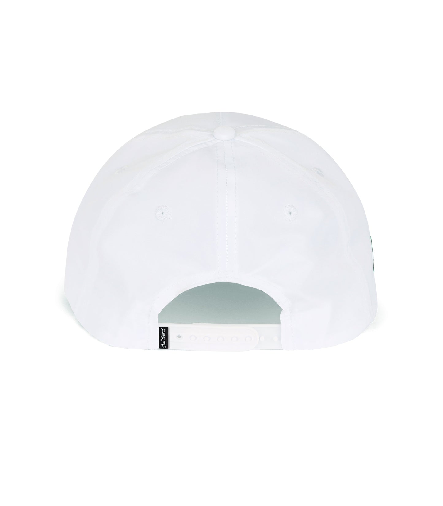 Back of white adjustable 'Dad' hat with white adjustable band 