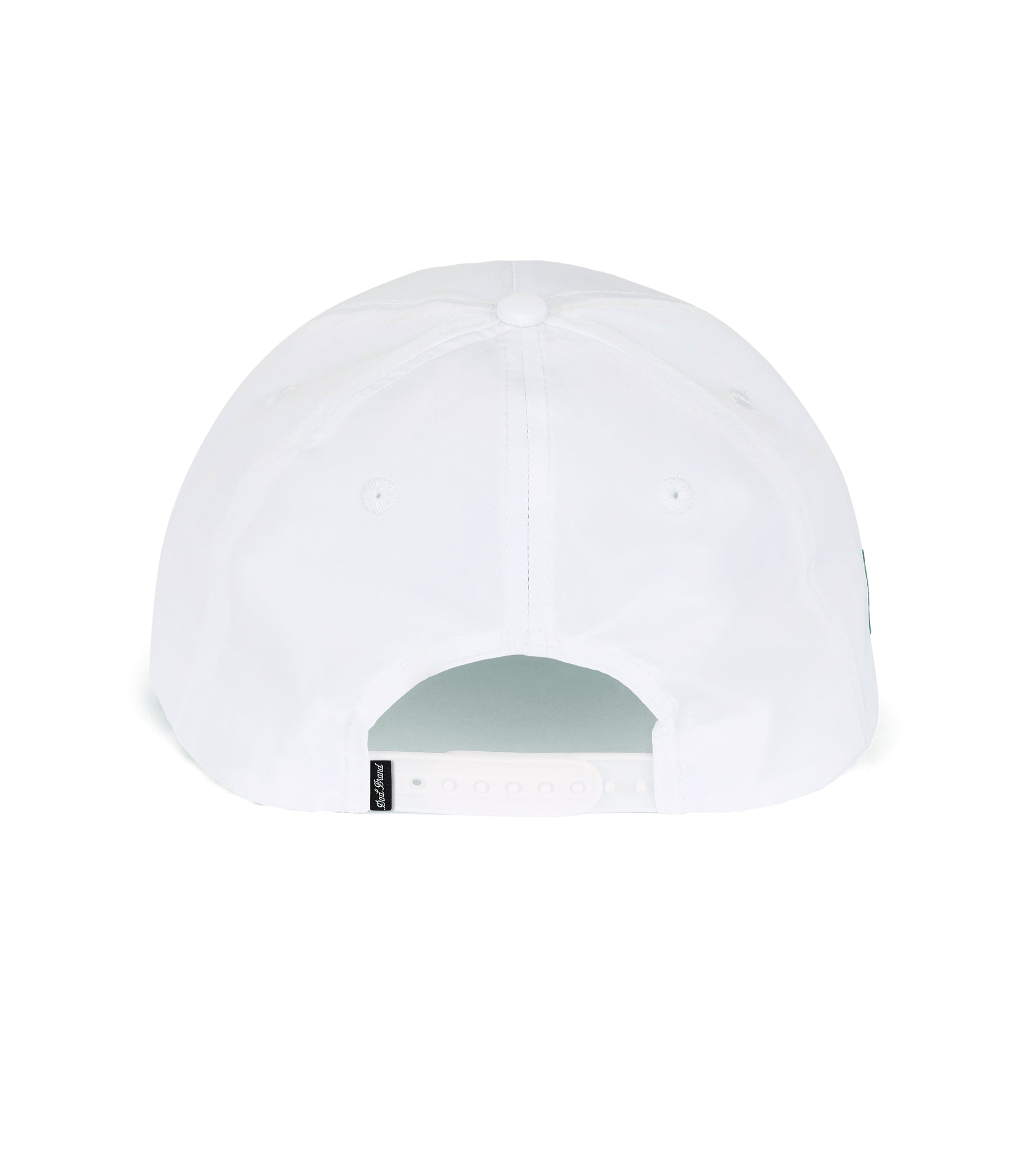 Back of white adjustable 'Dad' hat with white adjustable band 