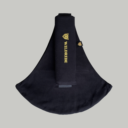 Wildride USA black toddler hip carrier made from 100% cotton for hands-free parenting