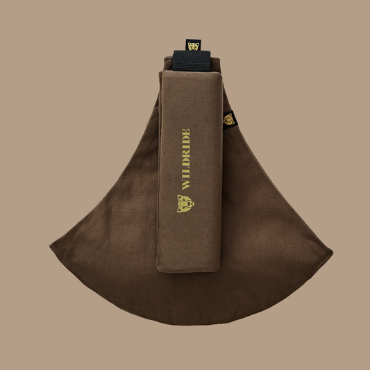 Wildride Toddler Carrier Coffee in 100% cotton, a toddler hip carrier for babywearing
