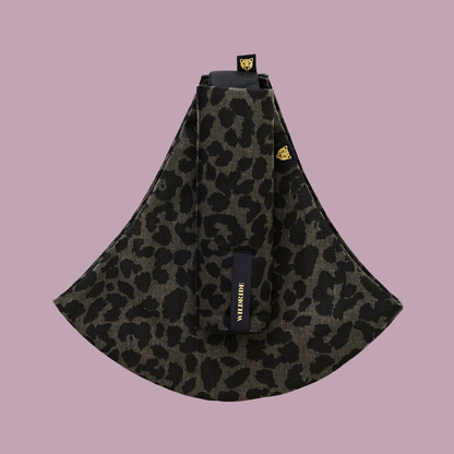 Wildride toddler hip carrier in leopard print grey for toddlers 17 to 44 LBS